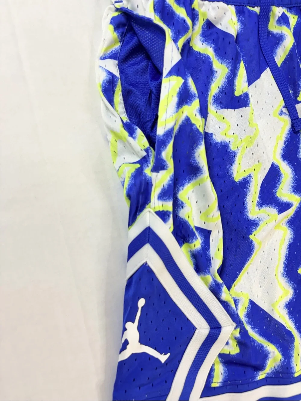Jordan Royal Blue, White & Neon Yellow Zigzag Basketball Shorts